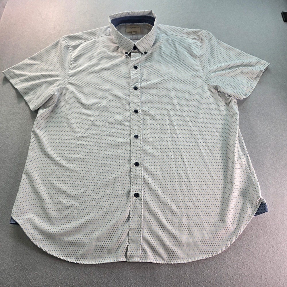 Con.Struct Mens XXL White Micro Dot Shirt Slim Fit 4-Way Stretch Performance